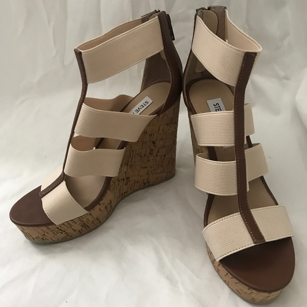 Steve Madden Selinah Wedges - Cream and Brown